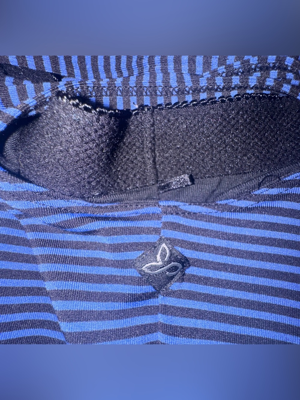 PrAna Dress Blue Black Striped Strappy Criss Cross Back. Built in Bra Sz.Small - Picture 13 of 16
